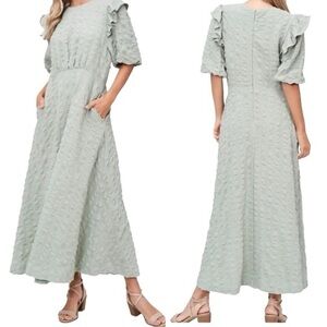 En Saison Ruffled Puff Sleeve Dress
